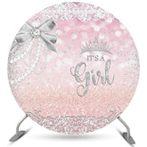 Perlen Und Diamanten Bogen Rosa Kreis Baby Dusche Hintergrund
